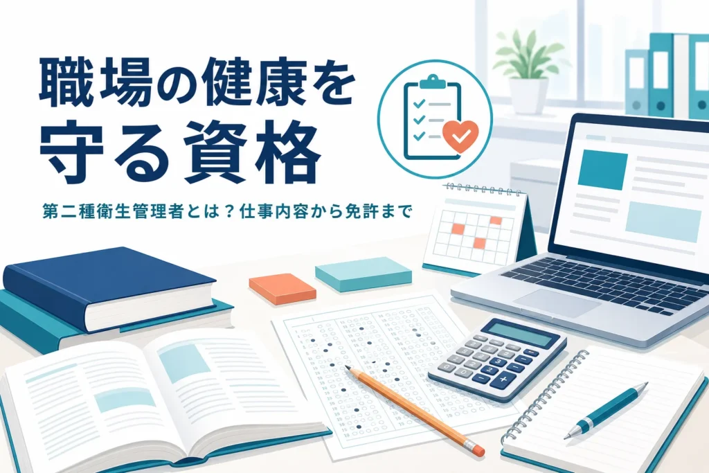 第二種衛生管理者とはどんな資格かを、仕事内容・試験・免許申請まで紹介する記事のアイキャッチ