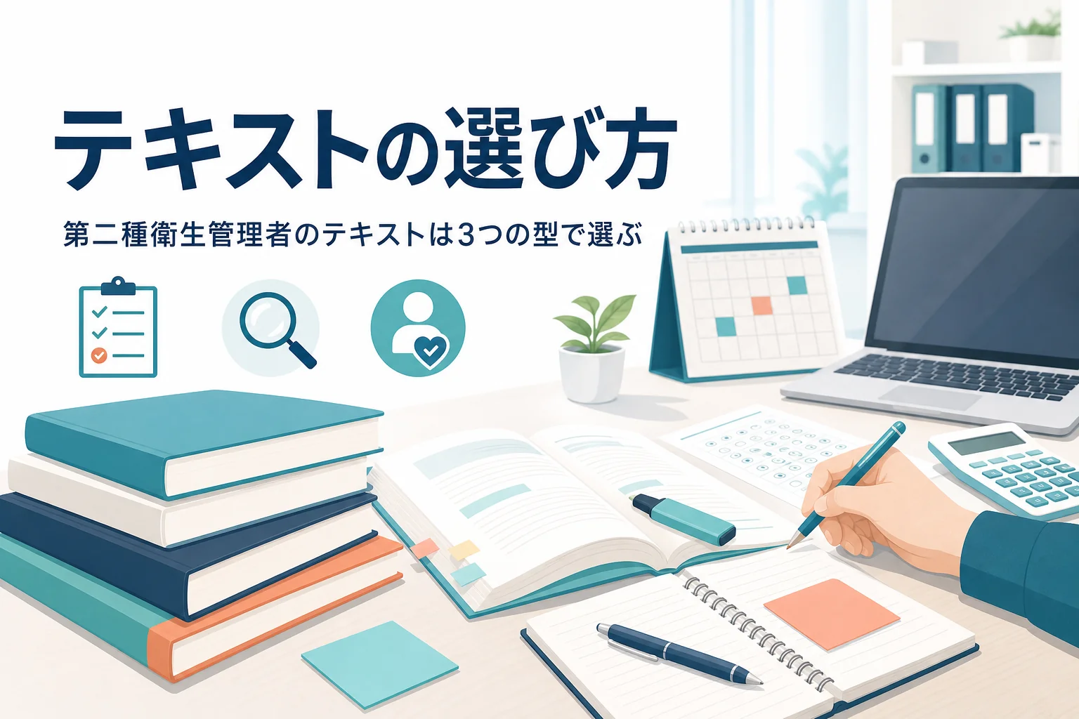 第二種衛生管理者のテキストの選び方と、おすすめの見分け方を紹介する記事のアイキャッチ